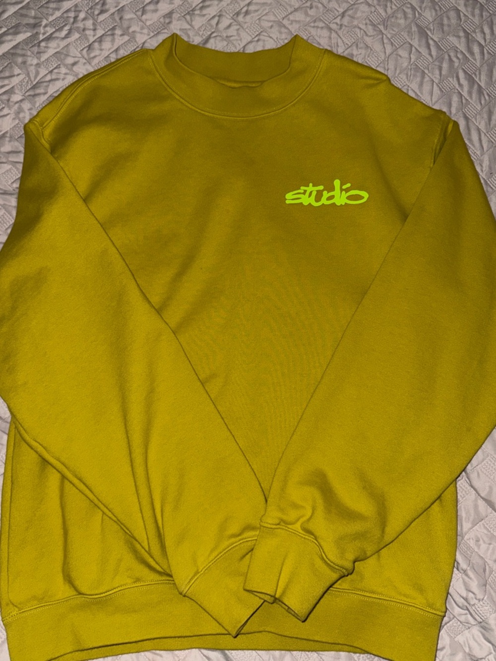 PacSun Olive Green Crewneck with Neon Logo